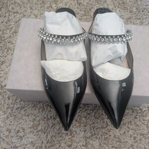 Jimmy Choo Black Heels with Rhinestone Strap